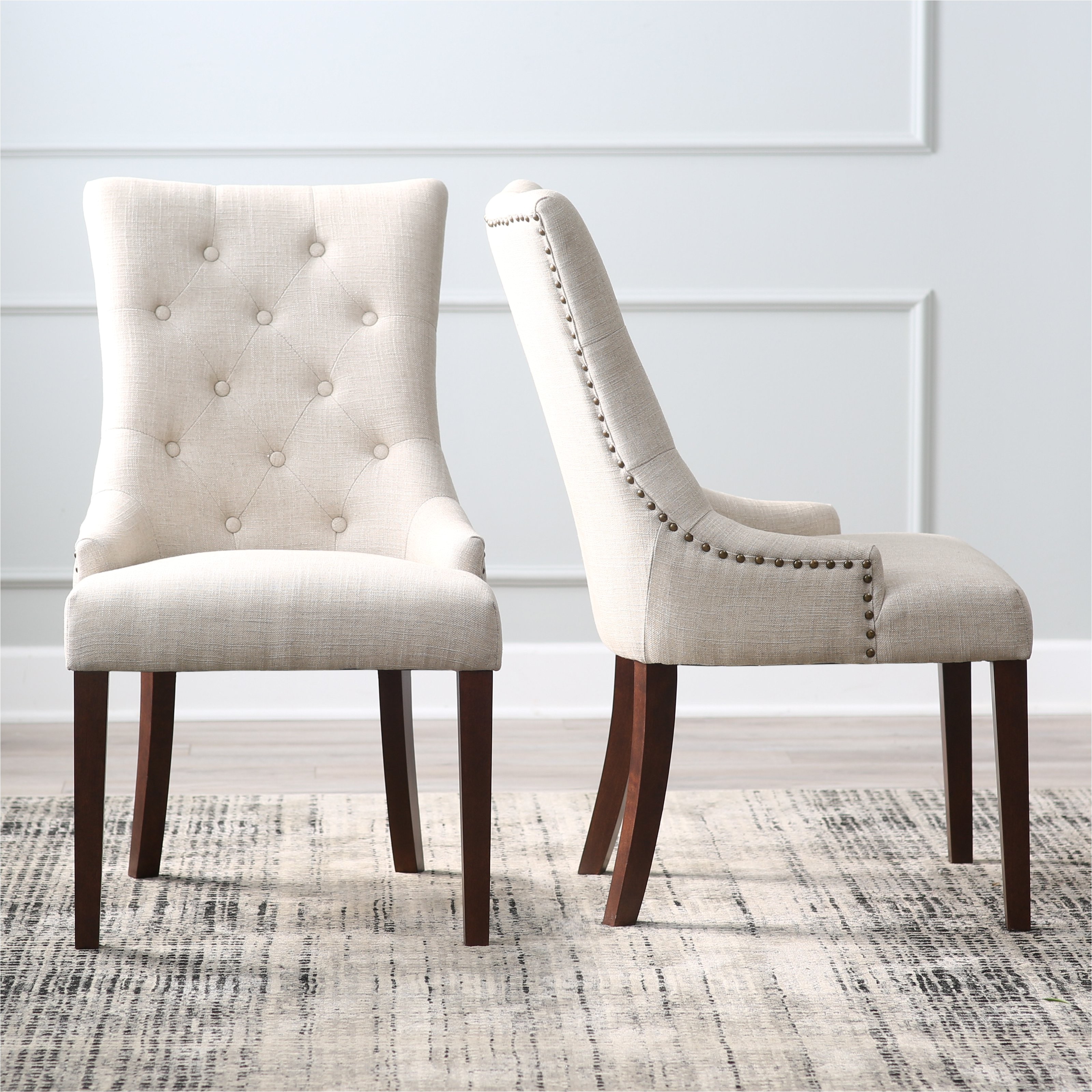 belham living thomas leather tufted tweed dining chairs set of 2 cfm