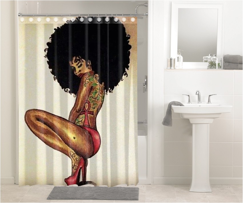 afrocentric afro hair design african 642 shower curtain waterproof bathroom decor