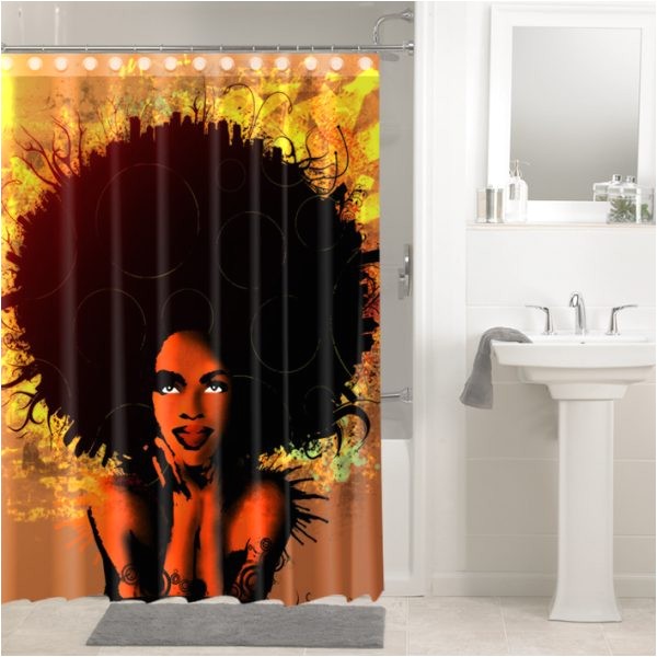 afrocentric afro hair design african 643 shower curtain waterproof bathroom decor