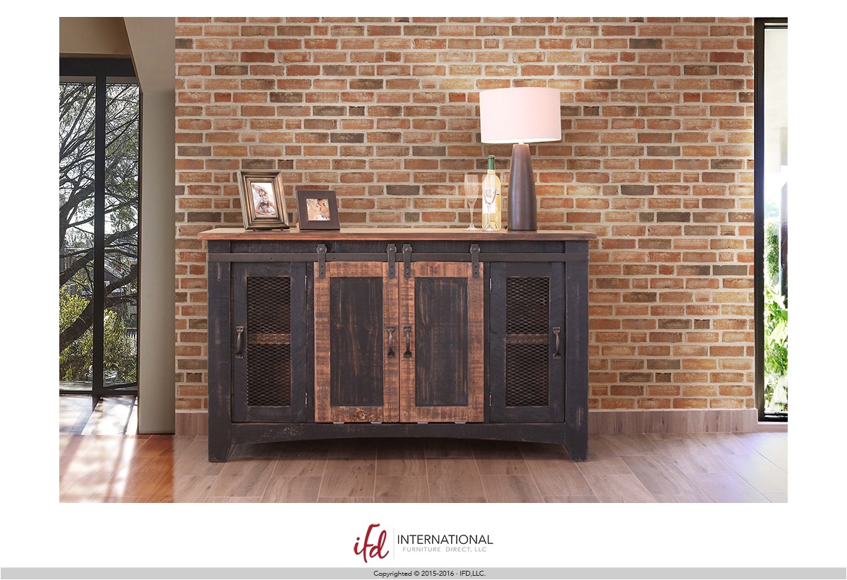 artisan home ifd370stand 60 pueblo black console tv stand