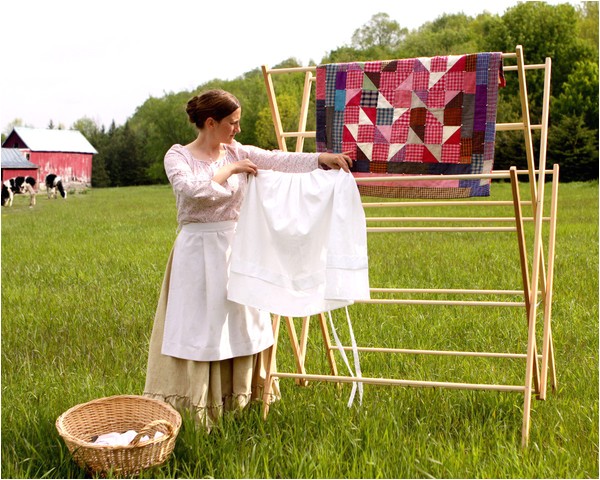 large amish wooden clothes drying rack