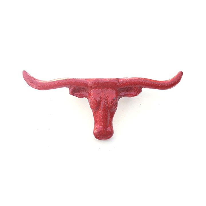red cast iron steer longhorn cow bull drawer handle pulls