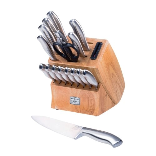 1122749 chicago cutlery 18 piece insignia steel knife set with block and in block sharpener