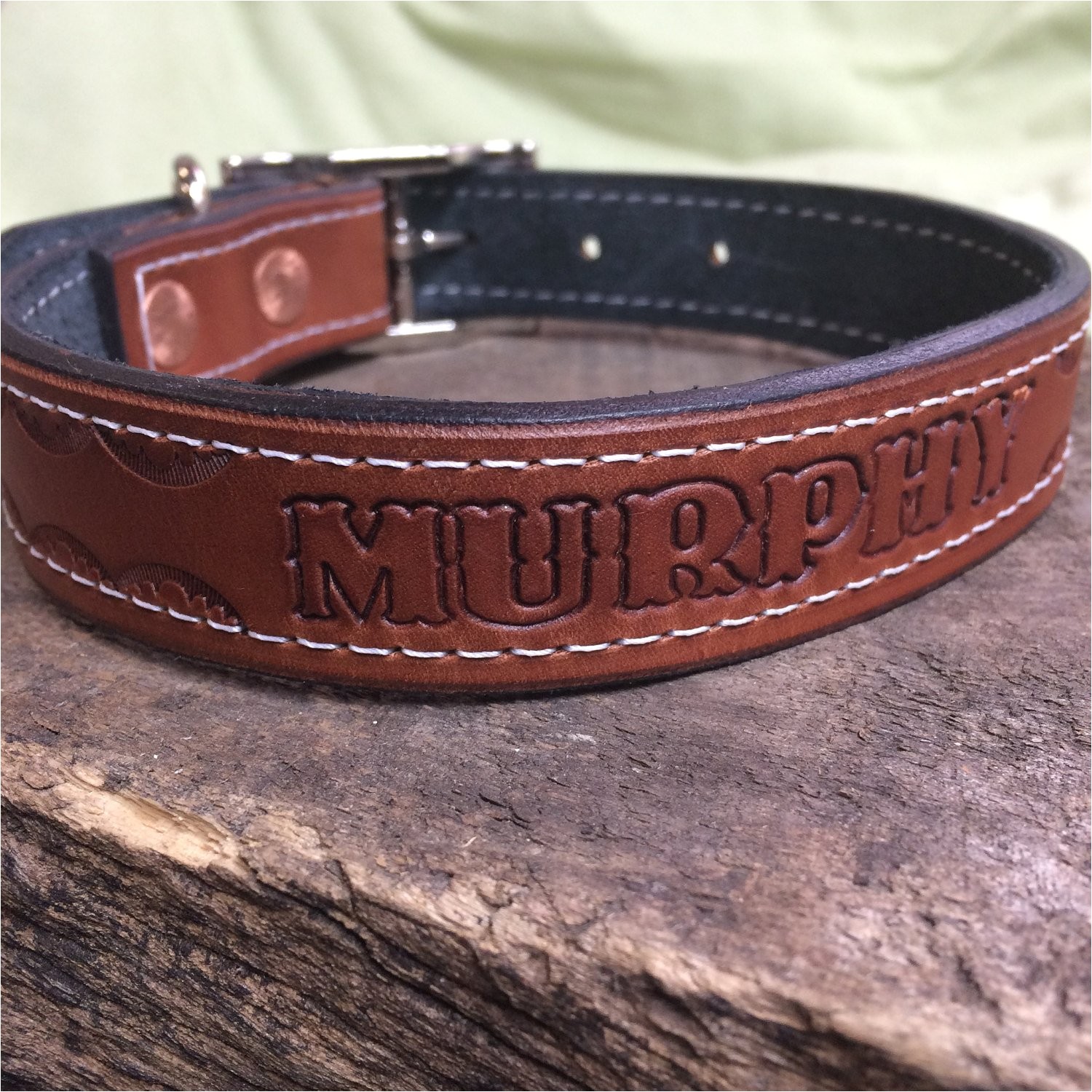 leather dog collar hand tooled