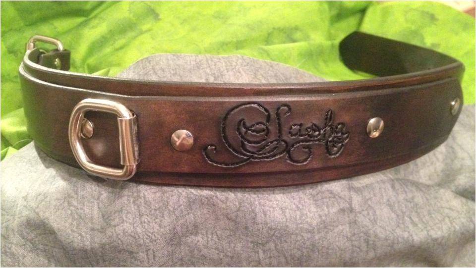 personalized hand tooled leather dog