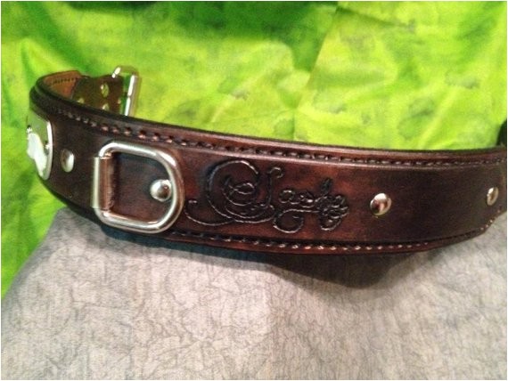 personalized hand tooled leather dog