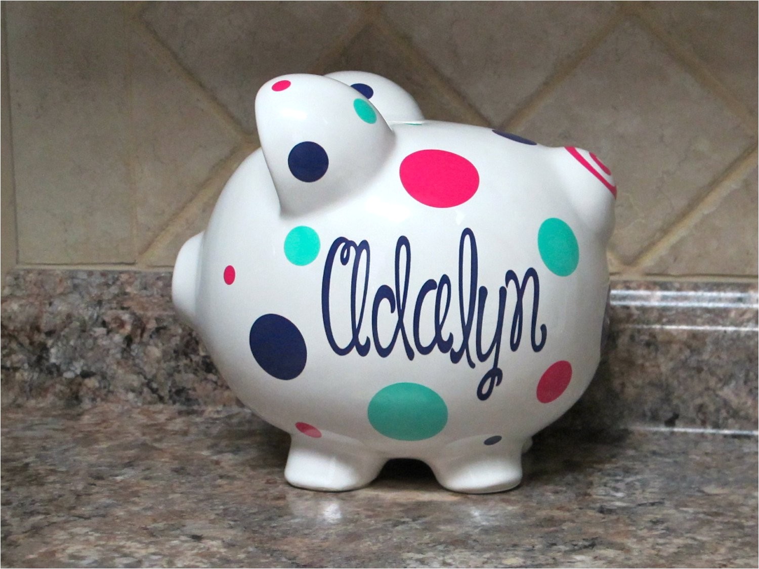 large personalized ceramic piggy bank