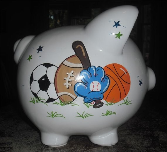 personalized boys sports piggy bank