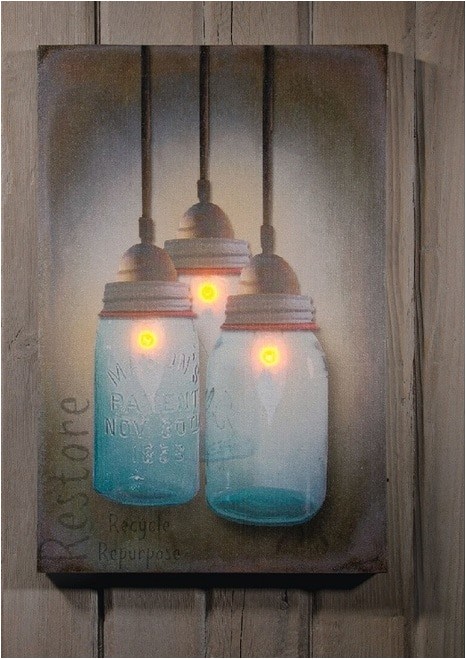 radiance lighted canvas with timer mason canning jars with candles