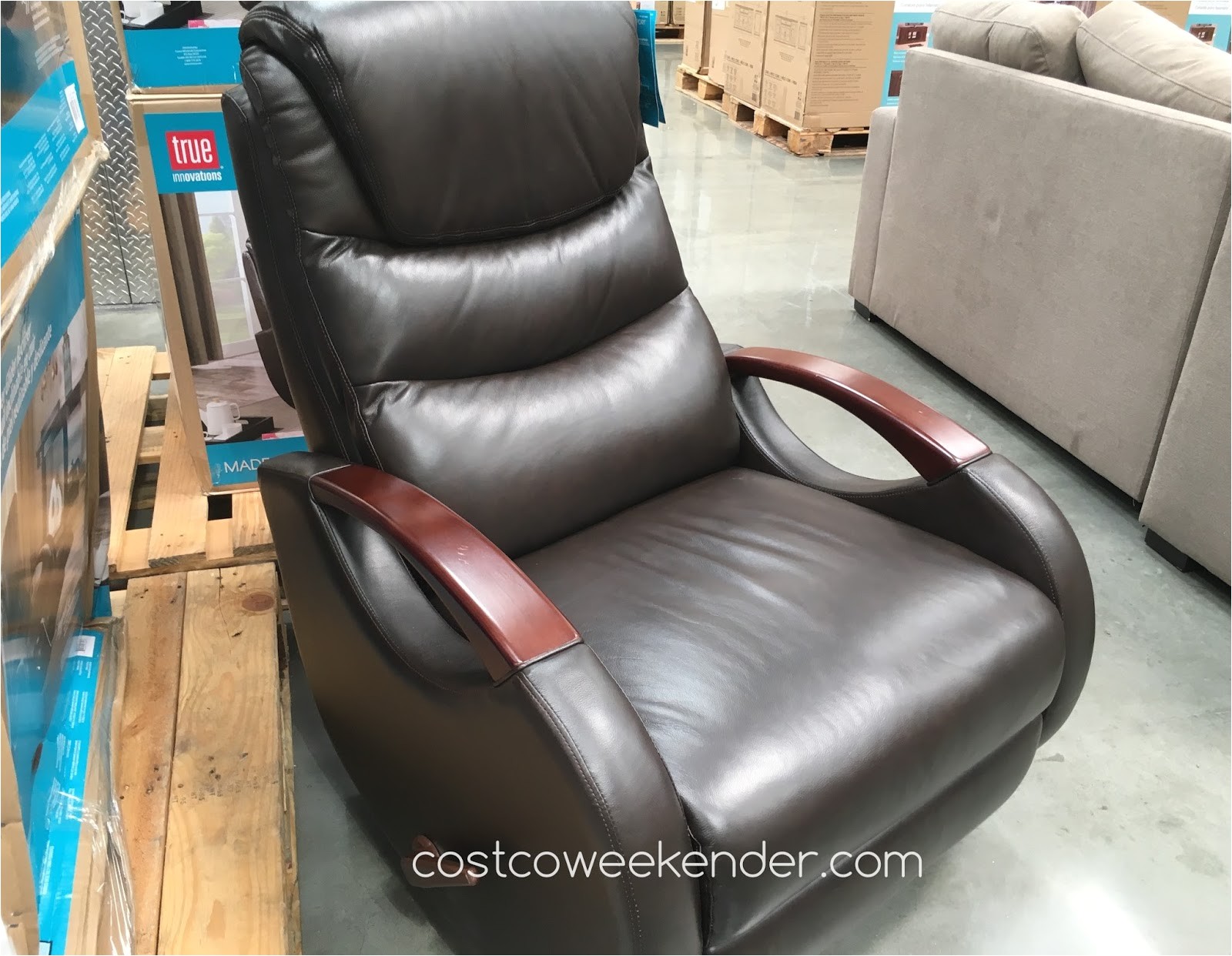 true innovations leather swivel glider recliner costco 1024885 costco product info
