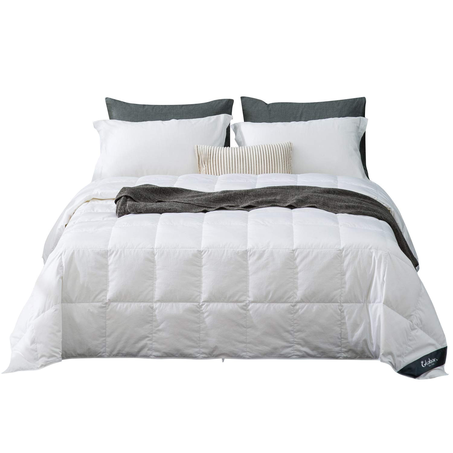 white goose down comforter blanket king lightweight summer real silent soft down proof shell 400 thread count hypoallergenic 18oz 700 fill power