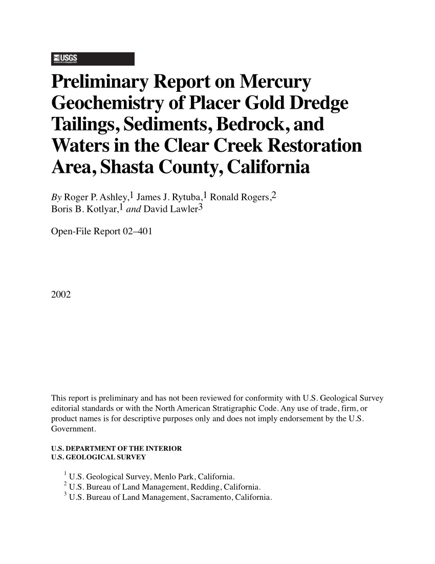 pdf mercury contamination from historical gold mining in california