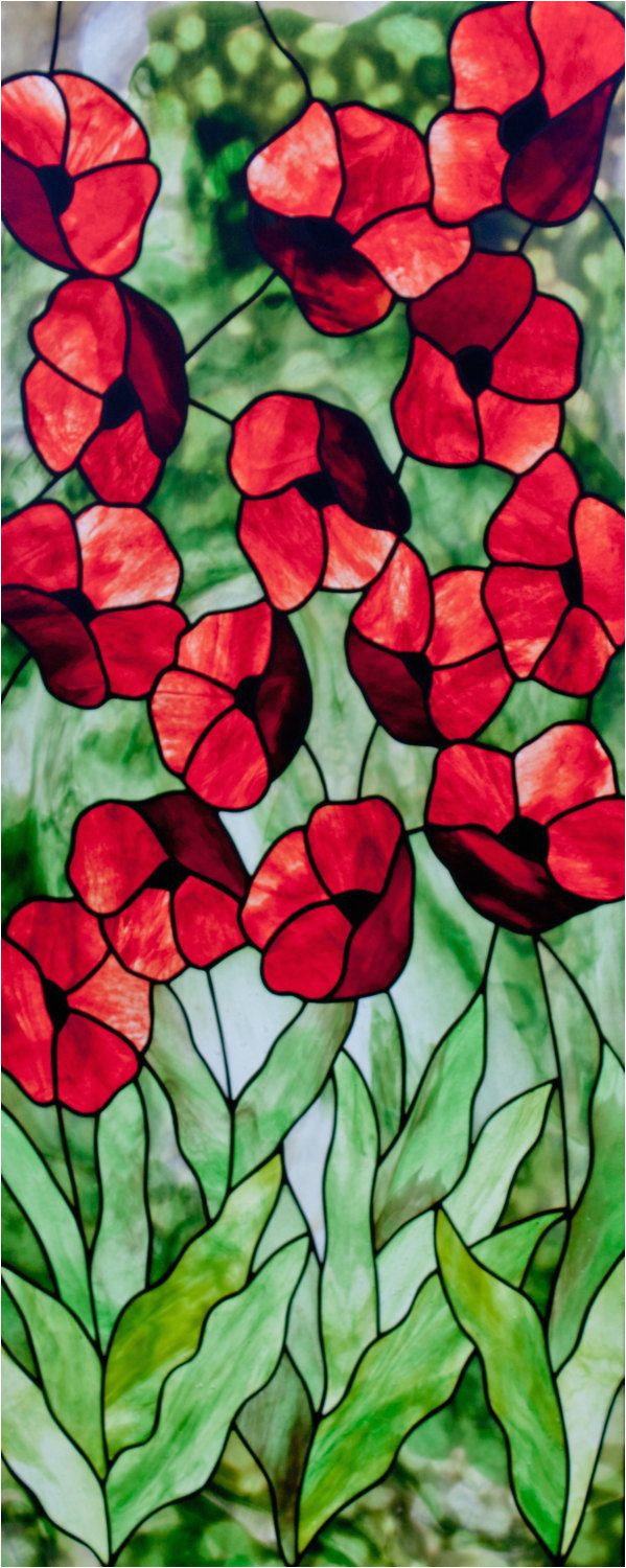 poppies stained glass pattern a c david kennedy designs by kennedystainedglass on etsy