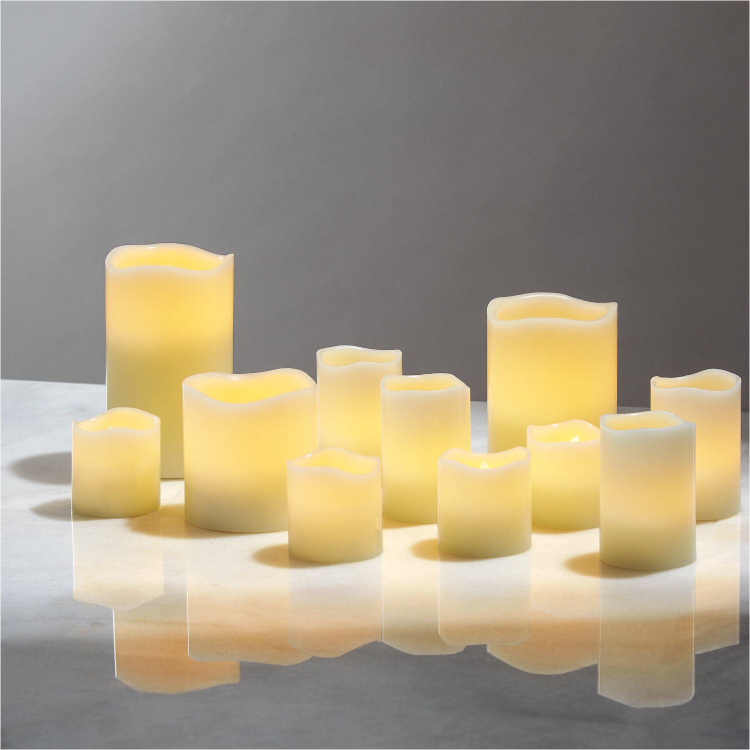 amazon com flameless pillar and votive candle set real wax flickering led candles assorted sizes batteries included pack of 11 home improvement
