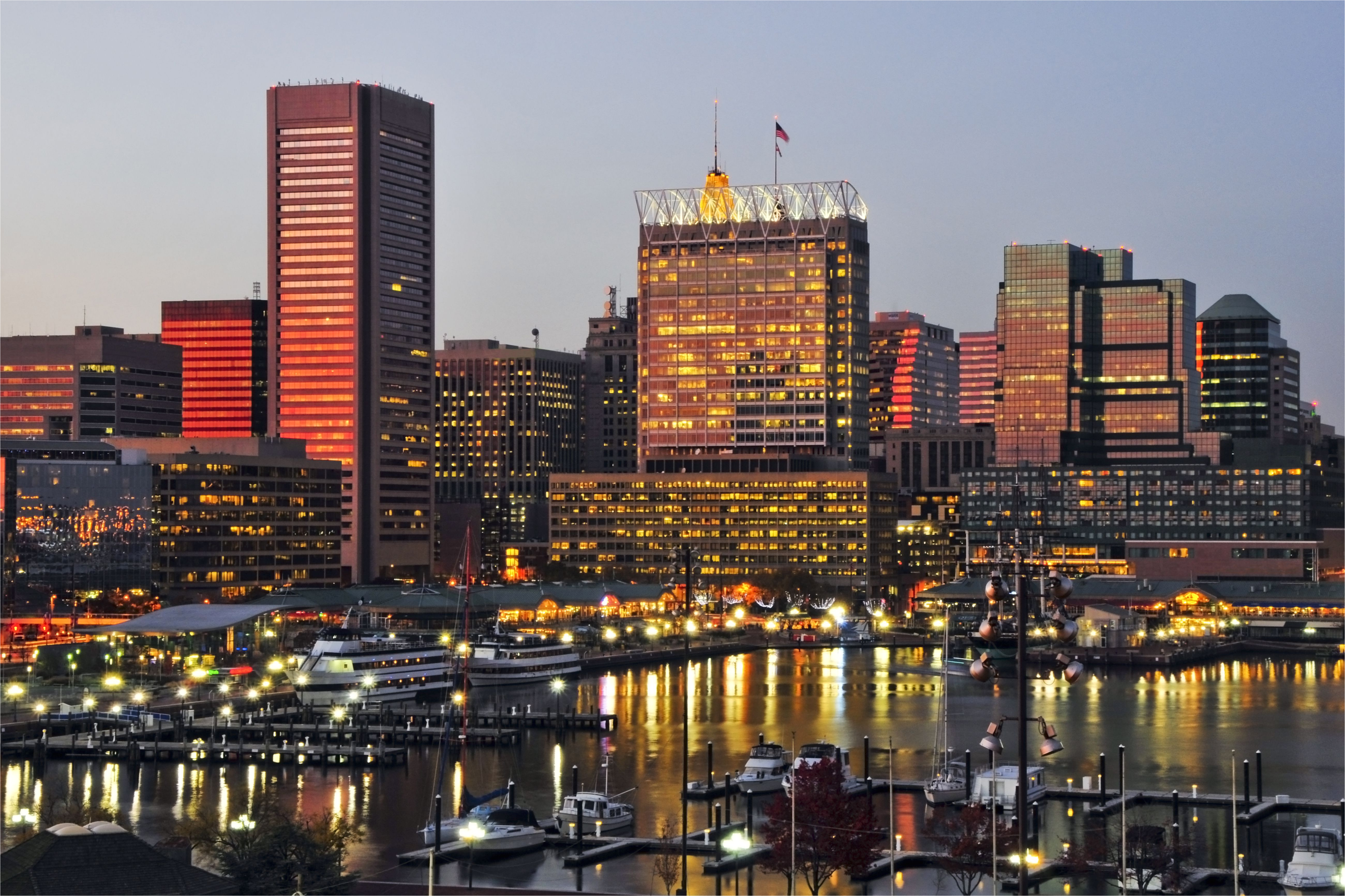 the sunset reflects off the windows of the baltimore city skyline at dusk maryland 112232760 5c0ea95d46e0fb000160fa96 jpg