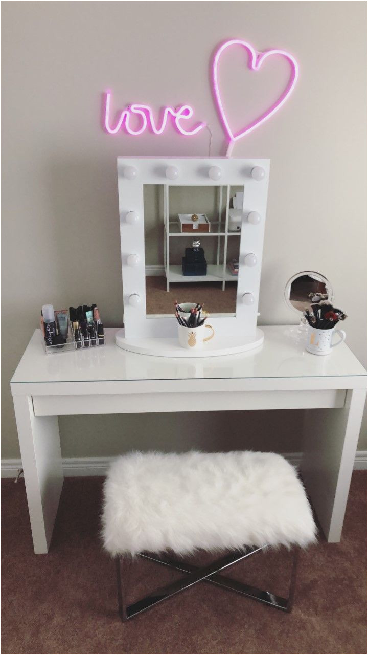 Ikea White Dressing Table With Mirror And Stool Adinaporter