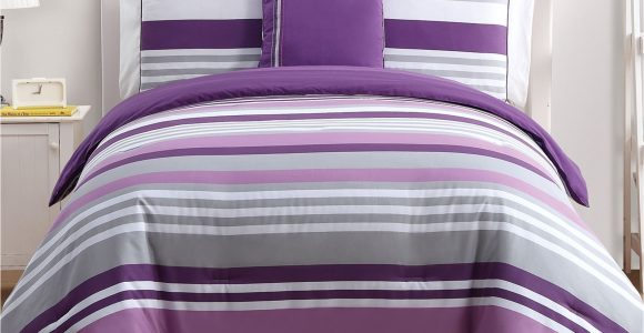 Cotton Vs Polyester Fill Comforter Shop Vcny Ava Purple Stripe Reversible 4 Piece Cotton Comforter Set