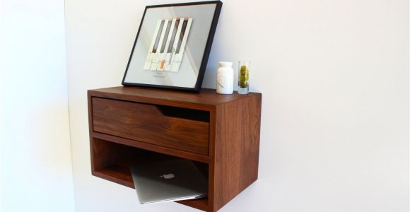 Floating Nightstand with Drawer Diy Floating Nightstand with Shelf Walnut Hardwood 20 L Mid Century