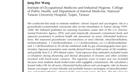 Hazardous Waste Disposal Eau Claire Wi Pdf Health Risk assessment On Residents Exposed to Chlorinated