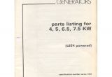 Old Kohler Generator Manuals original 1981 Kohler Parts List 4 5 6 5 7 5 Kw L654