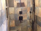 Open Shower Designs without Doors Slate Tile Black Accessories Black Tile Trim Doorless Shower