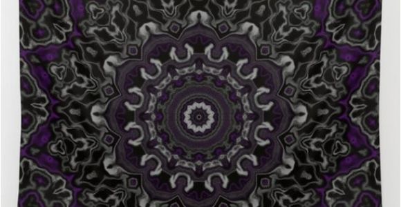 Purple and Grey Tapestry Purple Gray and Black Kaleidoscope 3 Wall Tapestry by