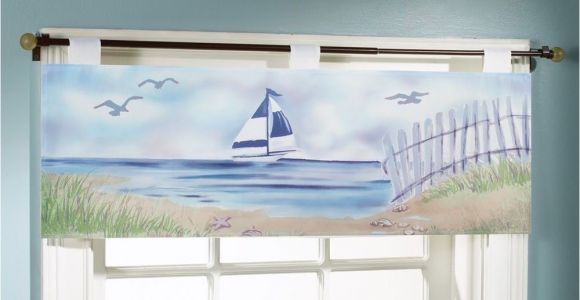 Seashore or Nautical Window Valances Sailboat Seaside Window Valance Nautical Beach Sand